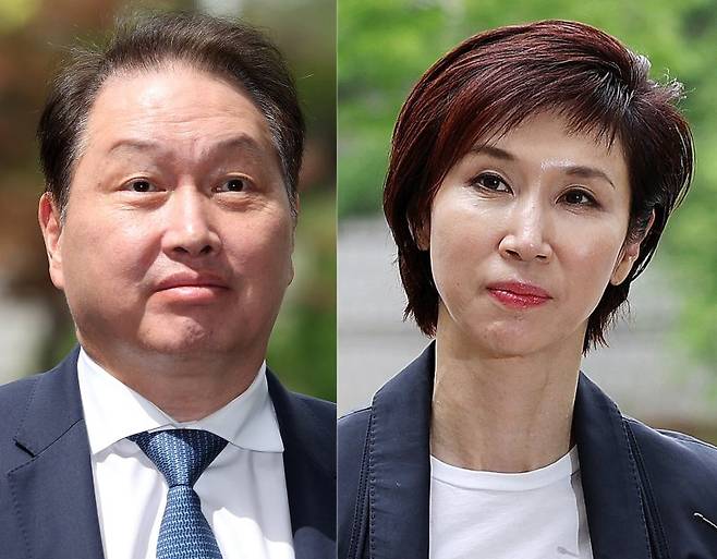 최태원 SK그룹 회장(왼쪽)과 노소영 아트센터 나비 관장. /사진=뉴스1