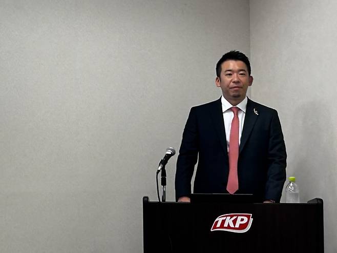 미나미 마에다 라쿠텐메디컬 사장은 지난 9일 한국 언론 대상 간담회에서 한국 파트너사인 롯데바이오로직스와 논의를 진행하고 있다고 밝혔다. 신주은 기자.