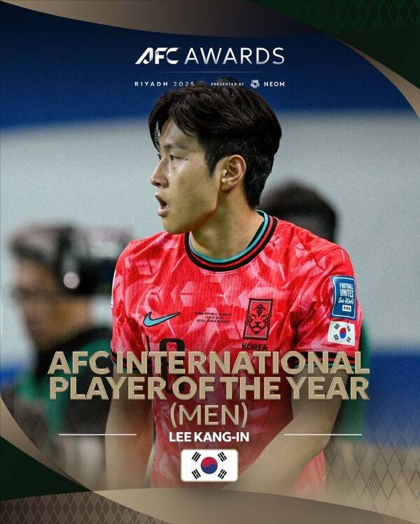아시아축구연맹(AFC) 올해의 국제 선수로 선정된 이강인. /사진=아시아축구연맹(AFC)