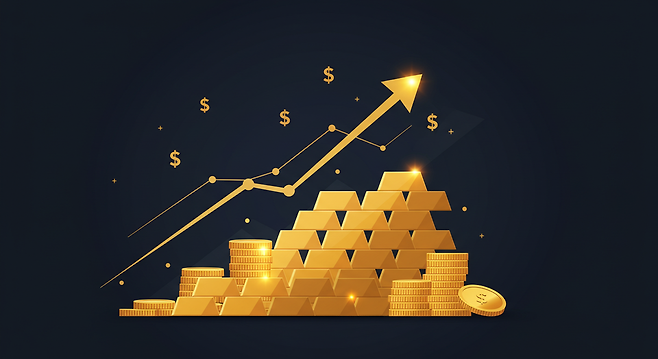 달러화 약세와 미국 금리 인하 기대 속에 국제 금값이 사상 처음 4100달러를 돌파하고, 은값도 1980년 '은 파동' 당시 고점을 넘어섰다. ©ImageFX 제작