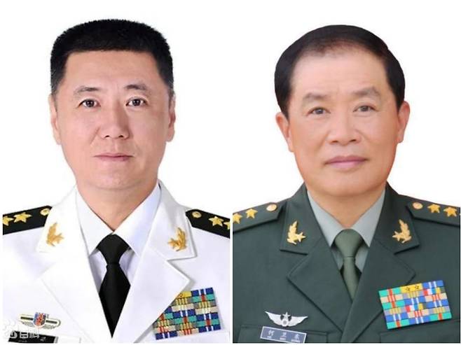 먀오화 전 중앙군사위 주임(왼쪽부터), 허웨이둥 중앙군사위 부주석.