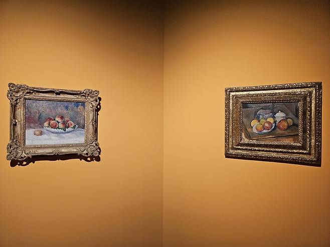 Installation view of “The Orangerie Museum and the Orsay Museum: Cezanne and Renoir” at Hangaram Design Museum in Seoul (Park Yuna/The Korea Herald)