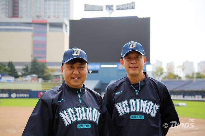 김상훈 코치(왼쪽)와 이승호 코치. 사진=NC 다이노스