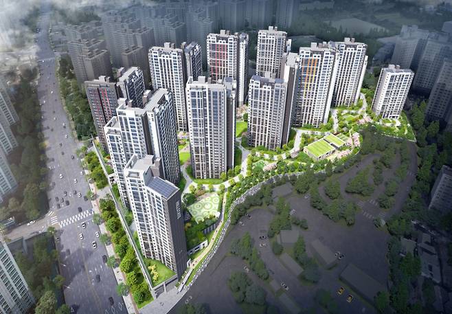 IBK투자증권이 현대건설의 플랜트 수익성 둔화로 목표주가를 하향했다. 사진은 현대건설 힐스테이트 두정역 조감도. /사진=현대건설