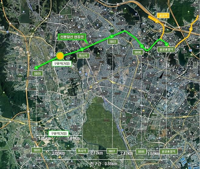 구운역 신설 위치도. 사진=수원시청