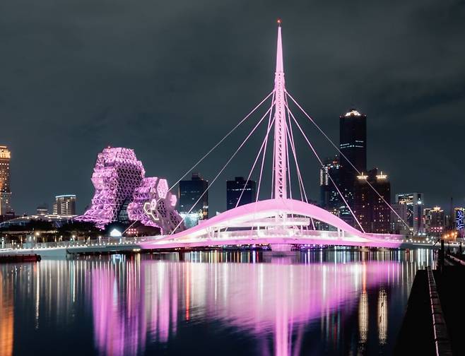 18~19일 대만 가오슝 블랙핑크 콘서트를 앞두고, 가오슝 시내가 핑크빛으로 물들었다. / 천치마이 가오슝 시장 페이스북