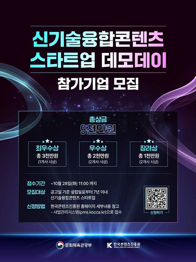 신기술융합콘텐츠 스타트업 데모데이 참가기업 모집 / 출처=한국콘텐츠진흥원