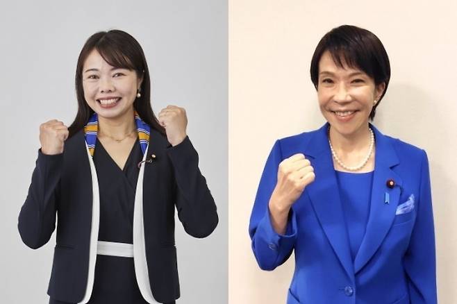 일본 제3야당인 국민민주당 소속 고바야시 사야카(사진 왼쪽) 참의원 의원이 21일 총리 지명선거 결선 투표 때 실수로 다카이치 사나에 총리를 기명한 것으로 밝혀졌다. 국민민주당은 결선 투표가 진행될 경우 다마키 유이치로 국민민주당 대표를 기명하기로 합의한 바 있다. 고바야시·다카이치 엑스(X) 캡처