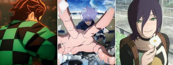 극장가를 점령한 일본 애니메이션의 스틸컷. 왼쪽부터 ‘귀멸의 칼날: 무한성편’, ‘주술회전: 회옥·옥절’, ‘체인소 맨: 레제편’.