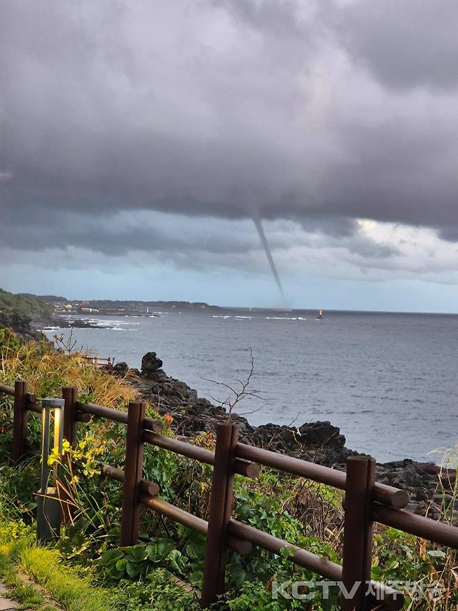 지난 15일 서귀포시 남원읍 해상서 발생한 용오름 (사진 제공 : 인스타그램 @merrymallpetshop_no8_jeju)
