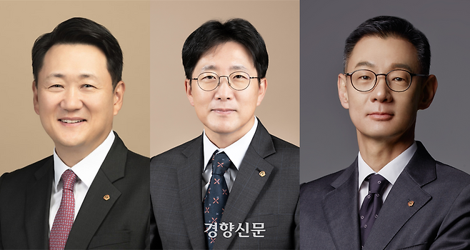 왼쪽부터 김우석 ㈜한화 건설 부문 신임 대표이사 내정자, 양기원 한화임팩트 사업 부문 신임 대표이사 내정자, 김재현 한화세미텍 신임 대표이사 내정자. 한화그룹 제공