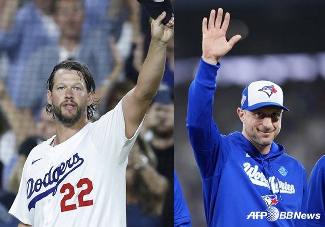 다저스 커쇼(왼쪽)와 토론토 셔저. /AFPBBNews=뉴스1