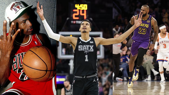 (왼쪽부터) 마이클 조던, 빅터 웸반야마, 르브론 제임스