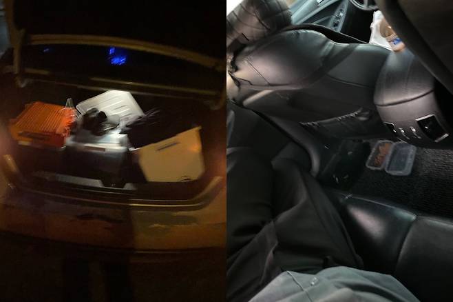 A 씨가 차에서 고양이와 함께 살던 시절. (네이버 카페 갈무리)