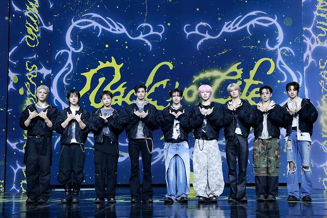 &Team poses for a picture during a media showcase held at Blue Square Hall in Yongsan-gu, Seoul, on Tuesday. (YX Labels)