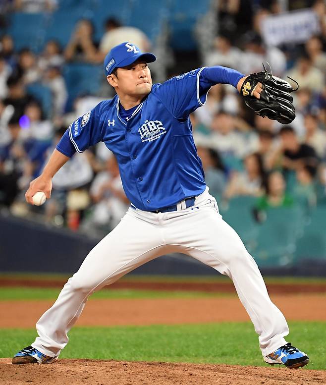 지난달 25일 대구 라이온즈파크에서 열린 삼성와 키움 경기. 삼성 임창민이 역투하고 있다. /박재만 스포츠조선 기자