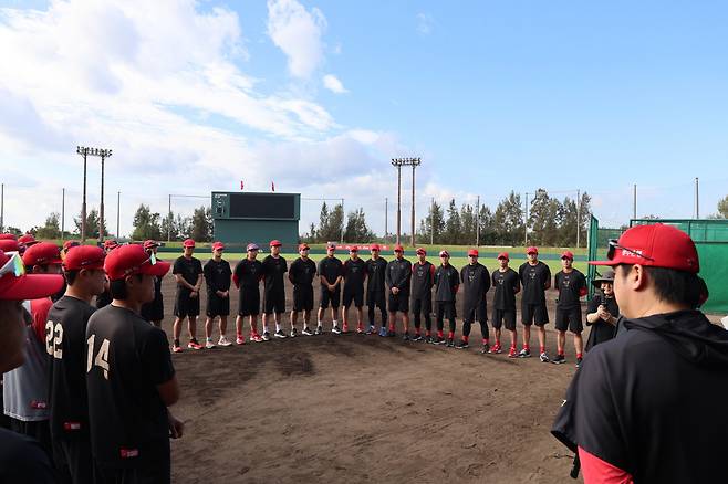 마무리캠프 시작에 앞서 선수단 미팅을 진행했다. 사진제공=KIA 타이거즈