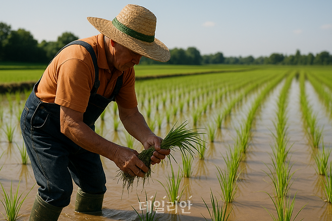 농업일을 하고 있는 농부 모습. ⓒ챗GPT