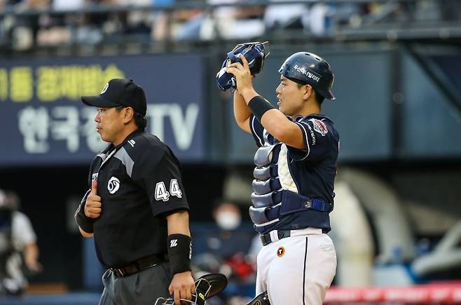 박성재의 포수 시절 모습. /사진=두산 베어스 제공