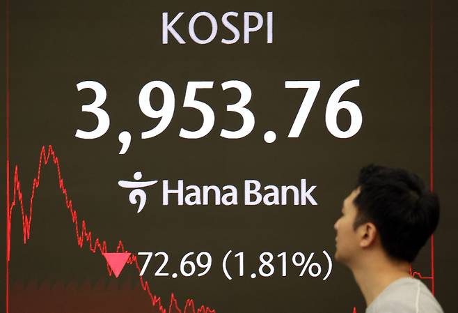 11월 7일 코스피는 3953.76으로 마감하며 10거래일 만에 4000선을 내줬다. 뉴스1