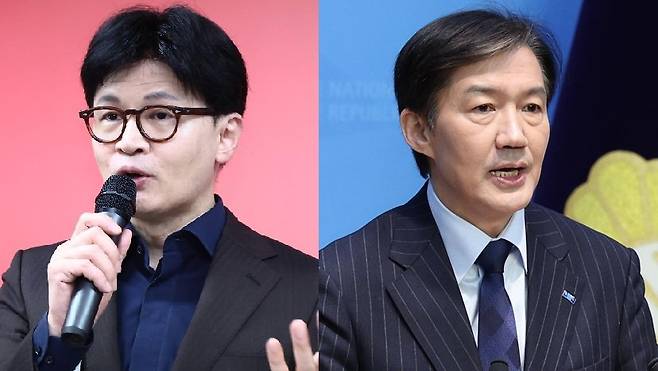 국민의힘 한동훈 전 대표(왼쪽)와 조국혁신당 조국 전 비상대책위원장. 뉴스1