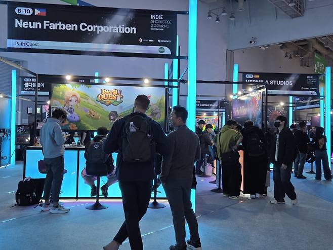 '지스타 2025'의 BTB관. 반다이남코·유니티 등 해외 주요 게임사와 인디 개발사 부스가 모여있다. /사진=김미현 기자