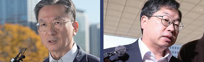 11월10일 정성호 법무부 장관(왼쪽 사진)과 노만석 검찰총장 직무대행이 과천 정부청사와 서울 대검찰청 출근길에 기자들의 질문에 답하고 있다. ⓒ시사저널 이종현·연합뉴스
