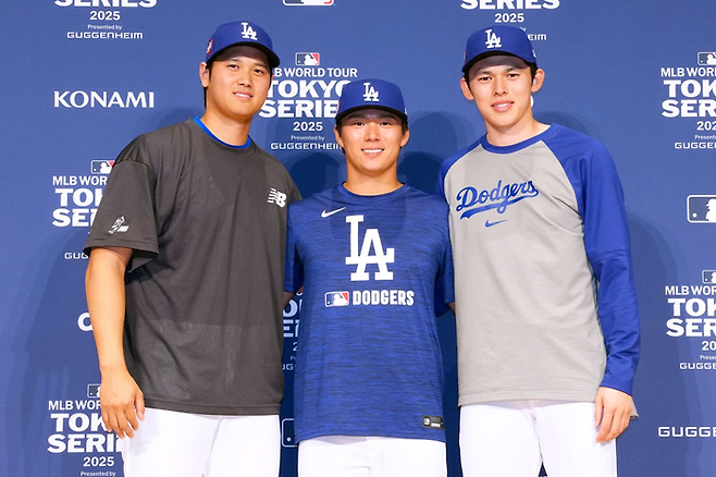 LA 다저스의 일본인 삼총사 오타니·야마모토·사사키. Getty Images코리아