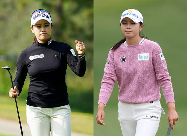 2025년 한국여자프로골프(KLPGA) 투어 이벤트 대회인 위믹스 챔피언십에 출전한 지한솔, 이가영 프로. 사진제공=KLPGA (사진을 무단으로 사용하지 마십시오.)
