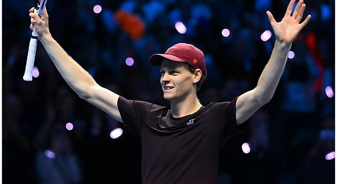 시너의 우승 세리머니. 사진/ATP 투어