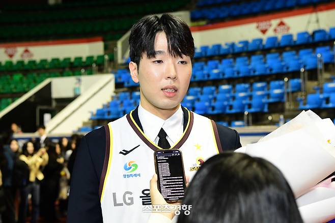 2025 신인선수 드래프트에서 창원 LG에 4라운드 1순위로 뽑힌 지용현. KBL 제공