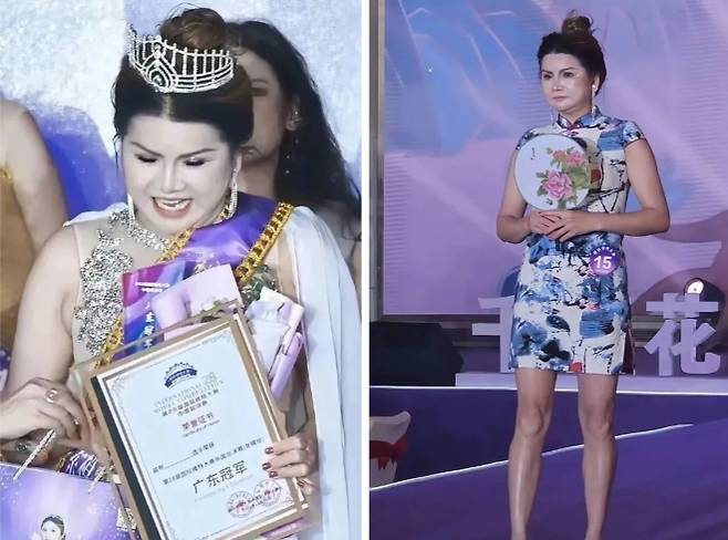 지난 16일 선전 지역에서 열린 제28회 국제모델대회 중국 총결선 직후, 온라인에서는 한 지역 우승자의 적격성을 두고 잡음이 일었다. 15번(사진) 참가자가 광둥 지역 여성모델조 우승자로 시상받는 장면이 퍼졌는데, 그의 연령대와 체형을 두고 일부 누리꾼이 “배 나온 중년여성이 우승자가 맞느냐”며 의문을 제기했다. 논란이 일자 대회 조직위는 “시상식에서 상패가 잘못 전달된 것 뿐이며 실제 광둥 지역 여성모델조 우승자는 37번 참가자였다. 15번 참가자는 여성모델조가 아니라 주부(主婦)조 우승자”라고 해명했다. 웨이보 자료