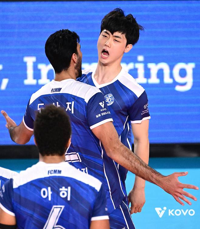 신인 이우진의 포효. 사진제공=KOVO