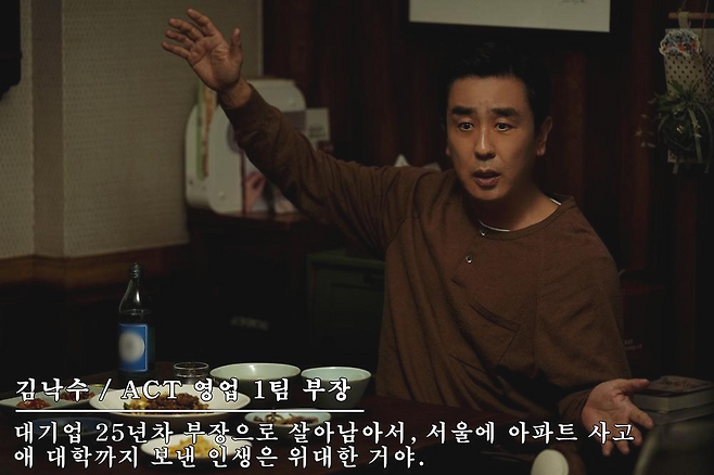 JTBC 드라마 '서울 자가에 대기업 다니는 김부장 이야기'의 주인공 김낙수(류승룡). JTBC 제공