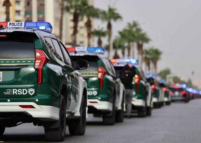 시리아 경찰차 새 디자인 발표 카퍼레이드 (2025년 11월 29일)