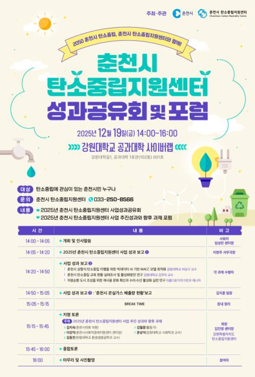 ◇춘천시 탄소중립지원센터 성과공유회 및 포럼 포스터. 사진=춘천시 제공