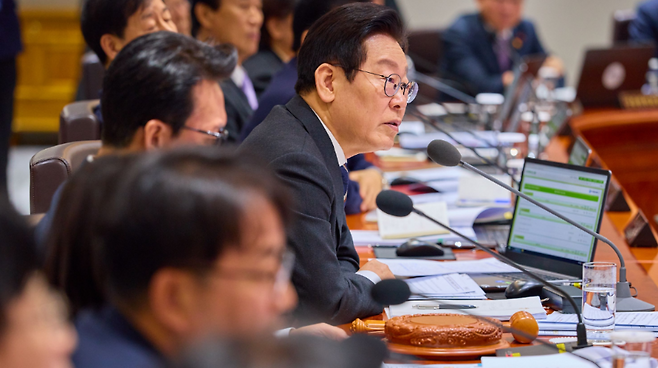 9일 열린 국무회의에서 발언하는 이재명 대통령. (대통령실)