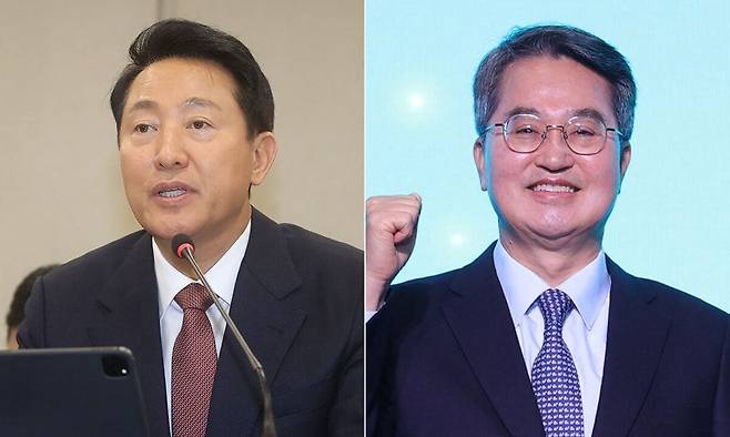 오세훈 서울시장(왼쪽)과 김동연 경기도지사. 연합뉴스