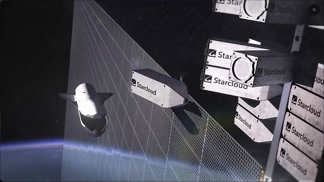 우주에 AI 데이터센터를 구축하는 모습. /스타클라우드