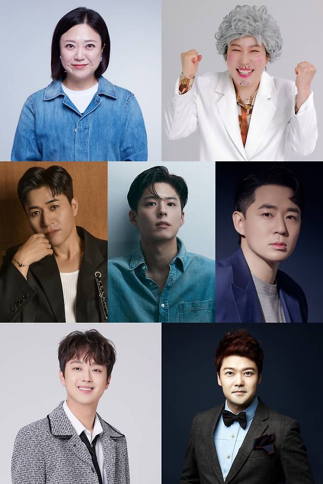 오는 20일 방송되는 KBS2 ‘연예대상’ 2025년도 공식 대상 후보. 사진 왼쪽 위부터 시계방향으로 김숙, 김영희, 붐, 전현무, 이찬원, 김종민, 박보검. 사진 KBS