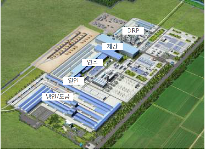 현대제철이 약 58억달러(자기자본 50%, 외부차입 50%)를 투자해 2029년 1분기 상업생산을 추진하는 미국 루이지애나주 어센션 패리시의 공장 조감도 전경. /현대제철 제공