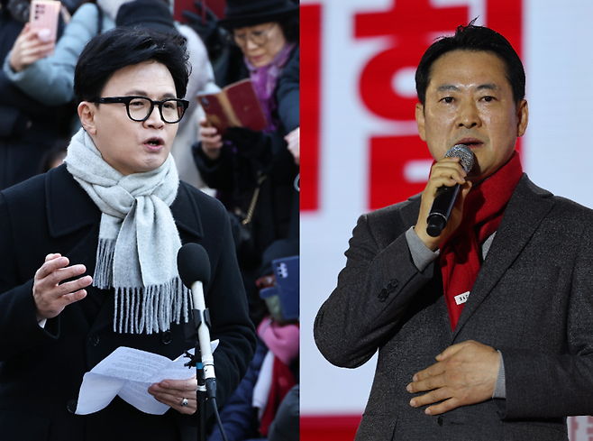 한동훈 전 국민의힘 대표(왼쪽)와 장동혁 국민의힘 대표 / 사진=연합뉴스