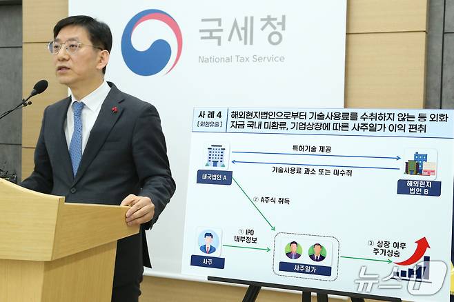 안덕수 국세청 조사국장이 23일 국세청에서 시장 교란행위 탈세자에 대한 2차 세무조사 브리핑을 하고 있다(국세청 제공)> 2025.12.23/뉴스1