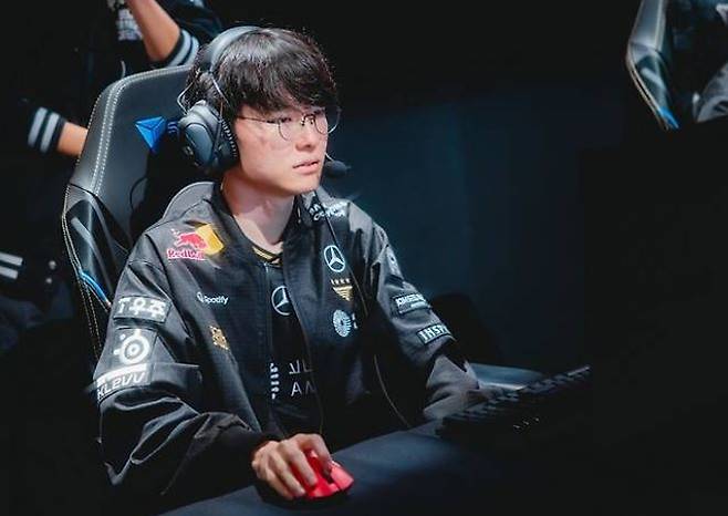 Faker takes part in the 2025 League of Legends World Championship final held in Chengdu, China, Nov. 9. (Riot Games)