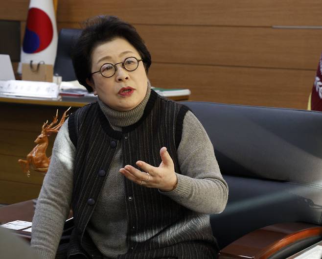 김종희 총장이 상명대의 디자인과 예술 분야 전문성을 설명하고 있다.(상명대 제공)