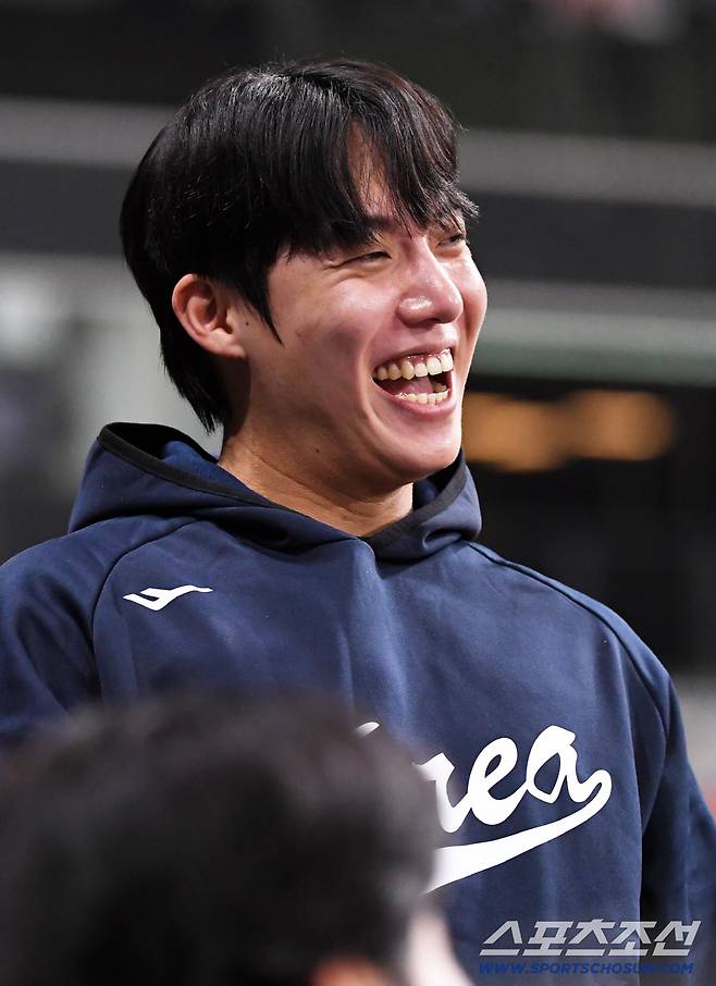 2025 K-BASEBALL SERIES 대한민국과 체코의 평가전이 8일 고척스카이돔에서 열렸다. 원태인이 미소 짓고 있다. 고척=박재만 기자 pjm@sportschosun.com/2025.11.08/
