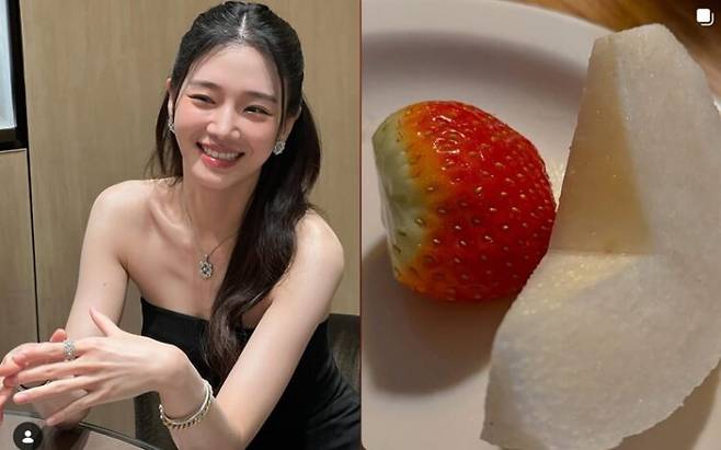 배우 박규영은 비타민과 수분이 풍부한 과일로 매끈하고 촉촉한 피부를 유지했다. 사진=박규영 소셜미디어