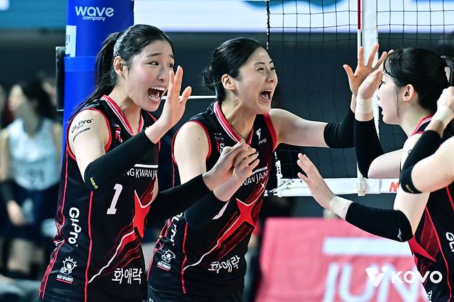 정관장 인쿠시(왼쪽)와 박혜민. 제공 | 한국배구연맹