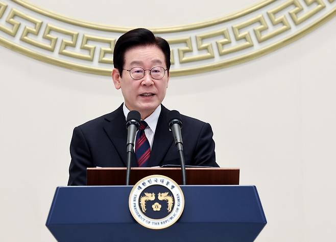 이재명 대통령이 2일 청와대 영빈관에서 열린 신년 인사회에서 인사말을 하고 있다. ⓒ연합뉴스