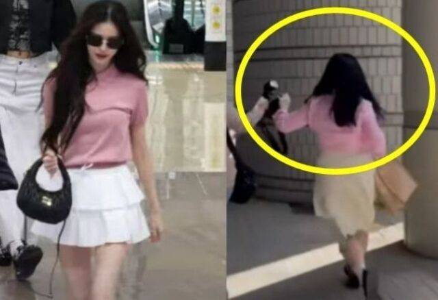 아이브 장원영의 공항 패션 사진(왼쪽)과 '탈덕수용소' 박씨 법정 출두 모습 / 온라인 커뮤니티 갈무리